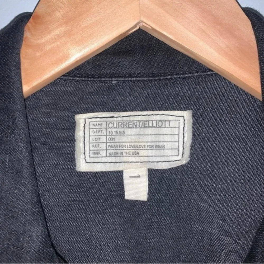 Current/Elliott Biker Jacket Size Small Black‎ Grey Dark Denim Moto 
